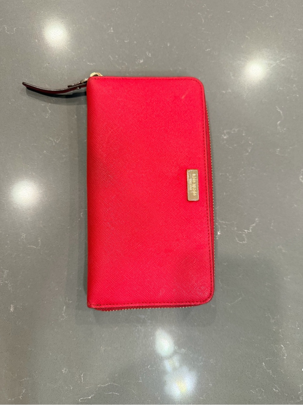 kate spade Red Zip Wallet with Gold Logo